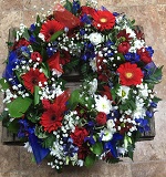 Red, White and Blue Wreath funerals Flowers